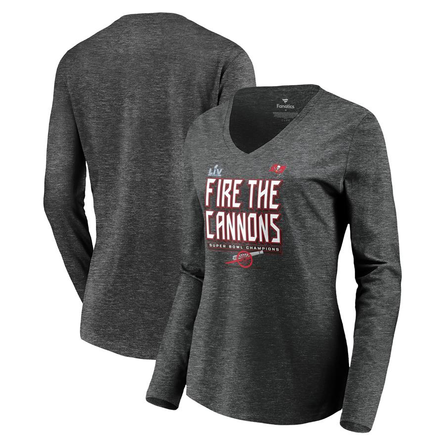 Tampa Bay Buccaneers Fanatics Branded Women's Super Bowl LV Champions New Hometown V-Neck T-Shirt - Charcoal