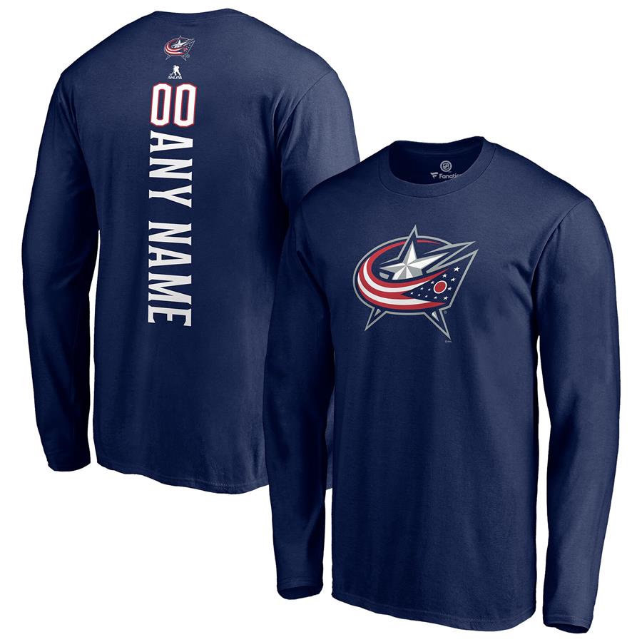 Columbus Blue Jackets Fanatics Branded Any Name & Number Playmaker Long Sleeve T-Shirt - Navy