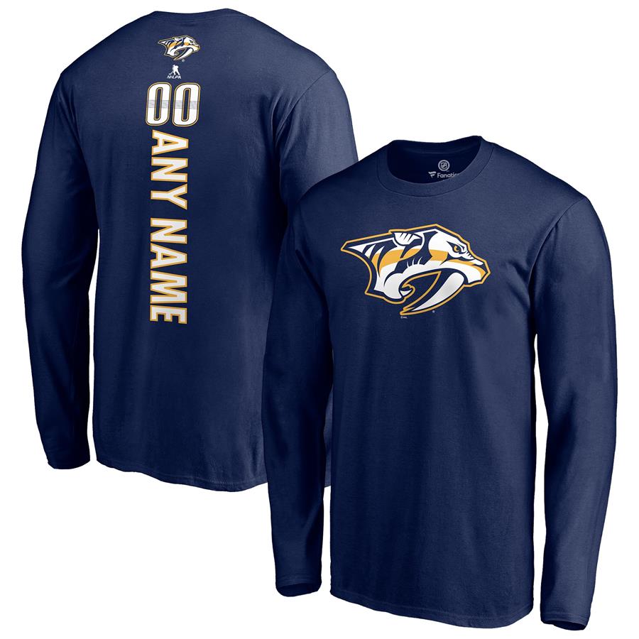 Nashville Predators Fanatics Branded Any Name & Number Playmaker Long Sleeve T-Shirt - Navy