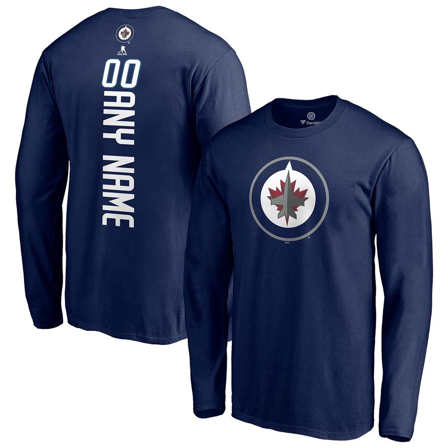 Winnipeg Jets Fanatics Branded Any Name & Number Playmaker Long Sleeve T-Shirt - Navy