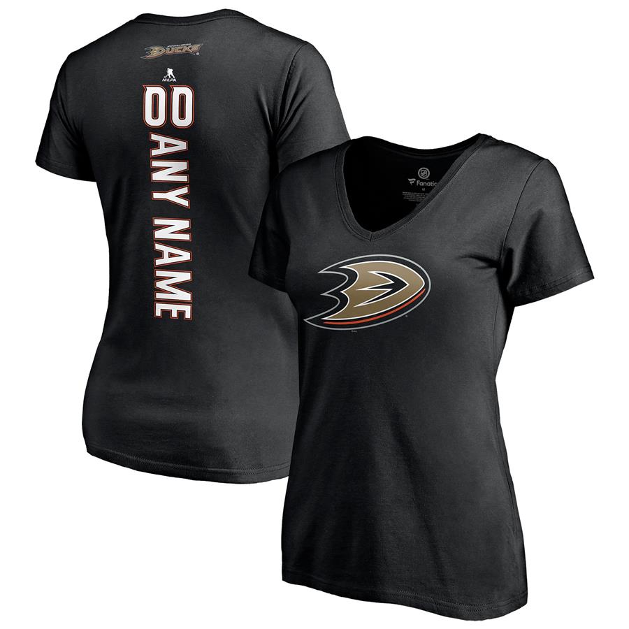 Anaheim Ducks Fanatics Branded Women's Any Name & Number Playmaker V-Neck T-Shirt - Black