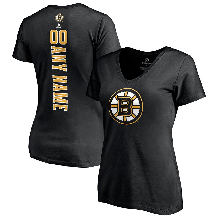 Boston Bruins Fanatics Branded Women's Any Name & Number Playmaker V-Neck T-Shirt - Black