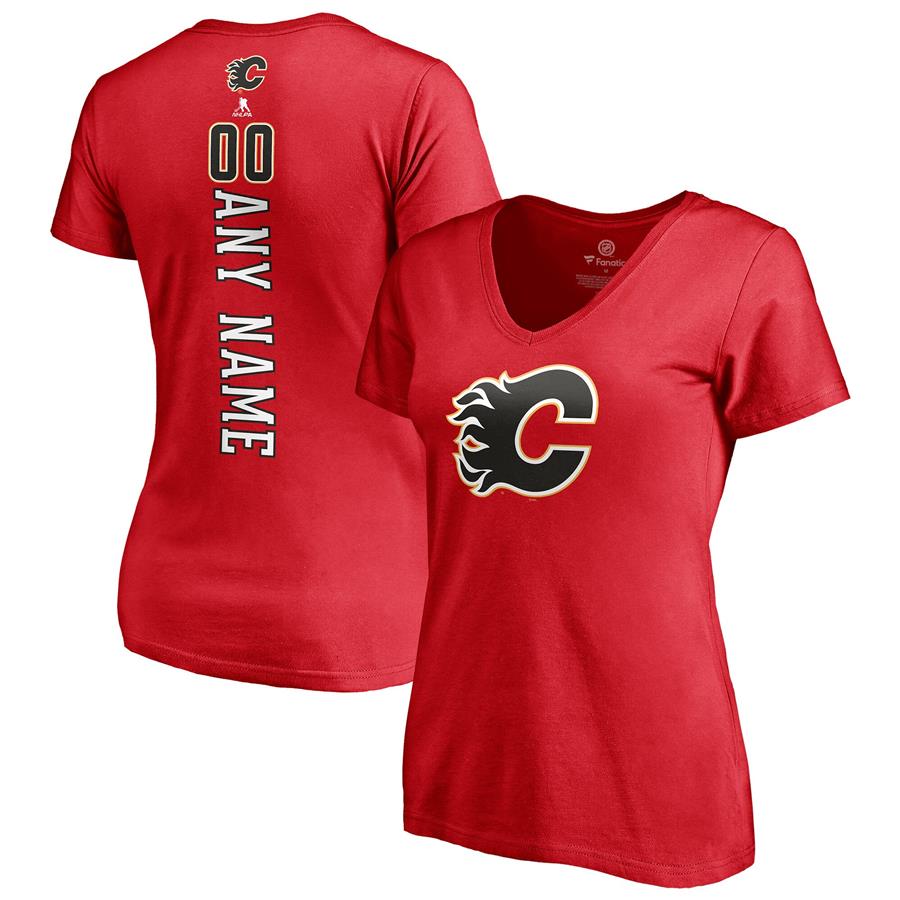 Calgary Flames Fanatics Branded Women's Any Name & Number Playmaker V-Neck T-Shirt - Red