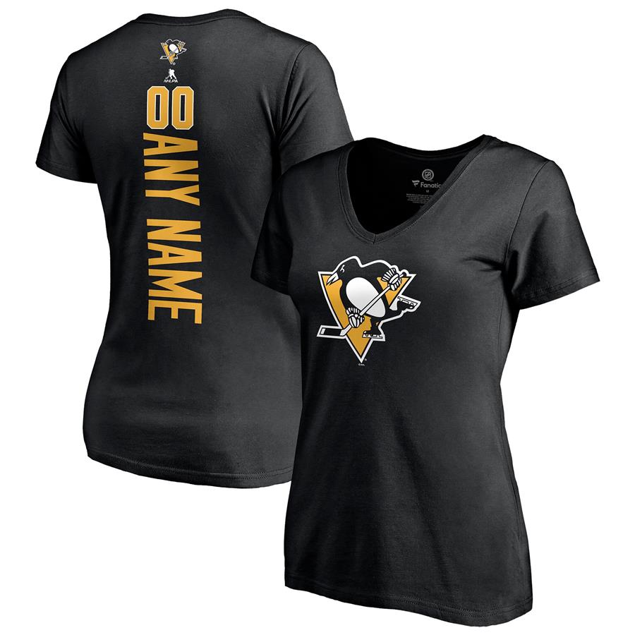 Pittsburgh Penguins Fanatics Branded Women's Any Name & Number Playmaker V-Neck T-Shirt - Black