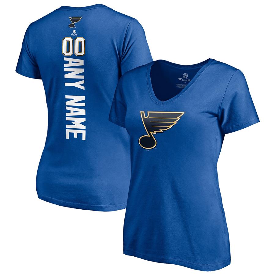 St. Louis Blues Fanatics Branded Women's Any Name & Number Playmaker V-Neck T-Shirt - Royal