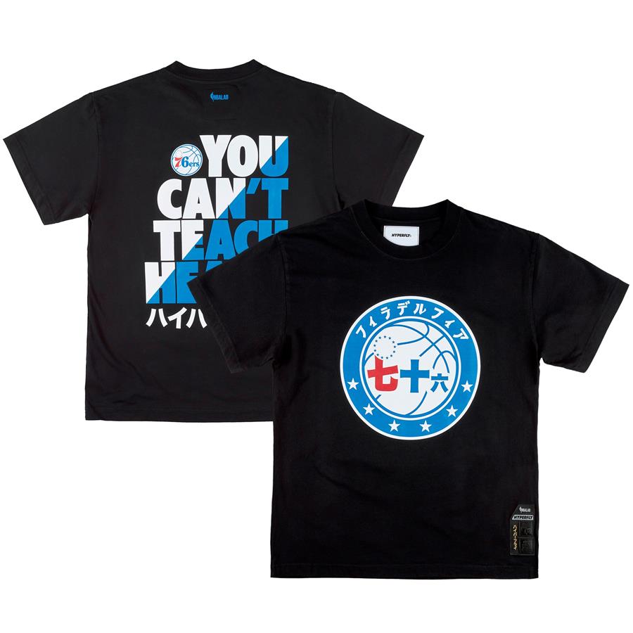Philadelphia 76ers NBA x Hyperfly Katakana T-Shirt - Black