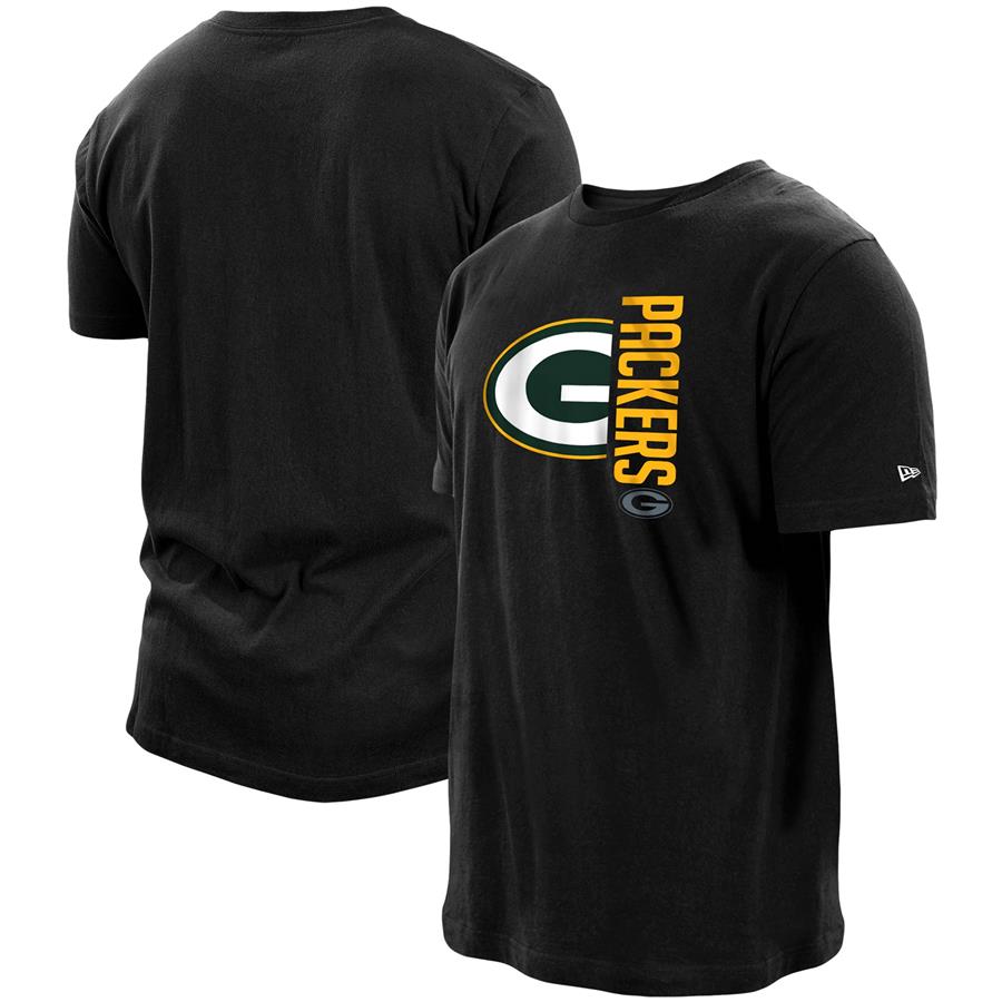 Green Bay Packers New Era Split Logo 2-Hit T-Shirt - Black