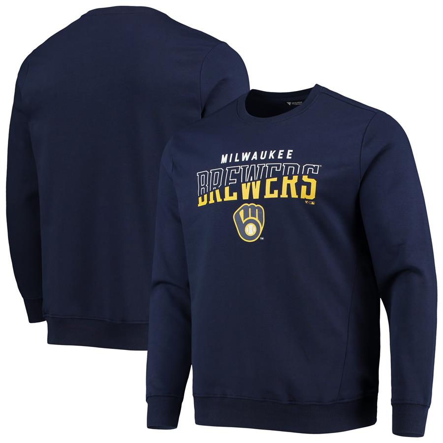 Milwaukee Brewers Levelwear Chiseled Zane Pullover Sweatshirt - Navy
