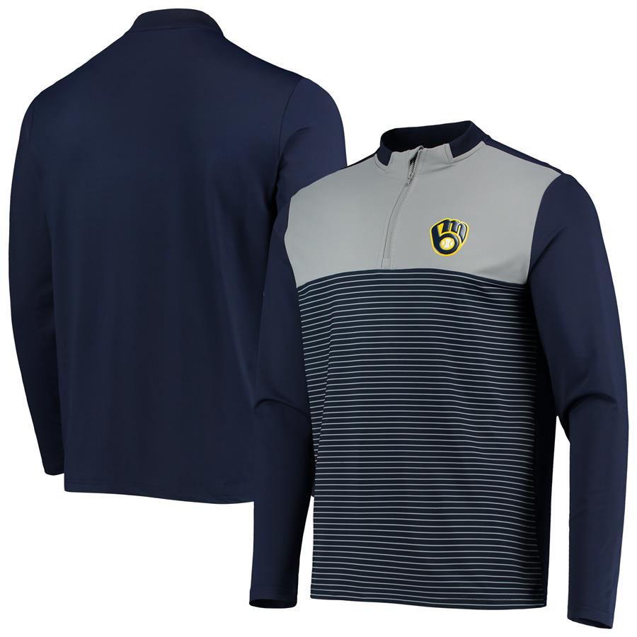 Milwaukee Brewers Levelwear Insignia Wade Half-Zip Jacket - Navy