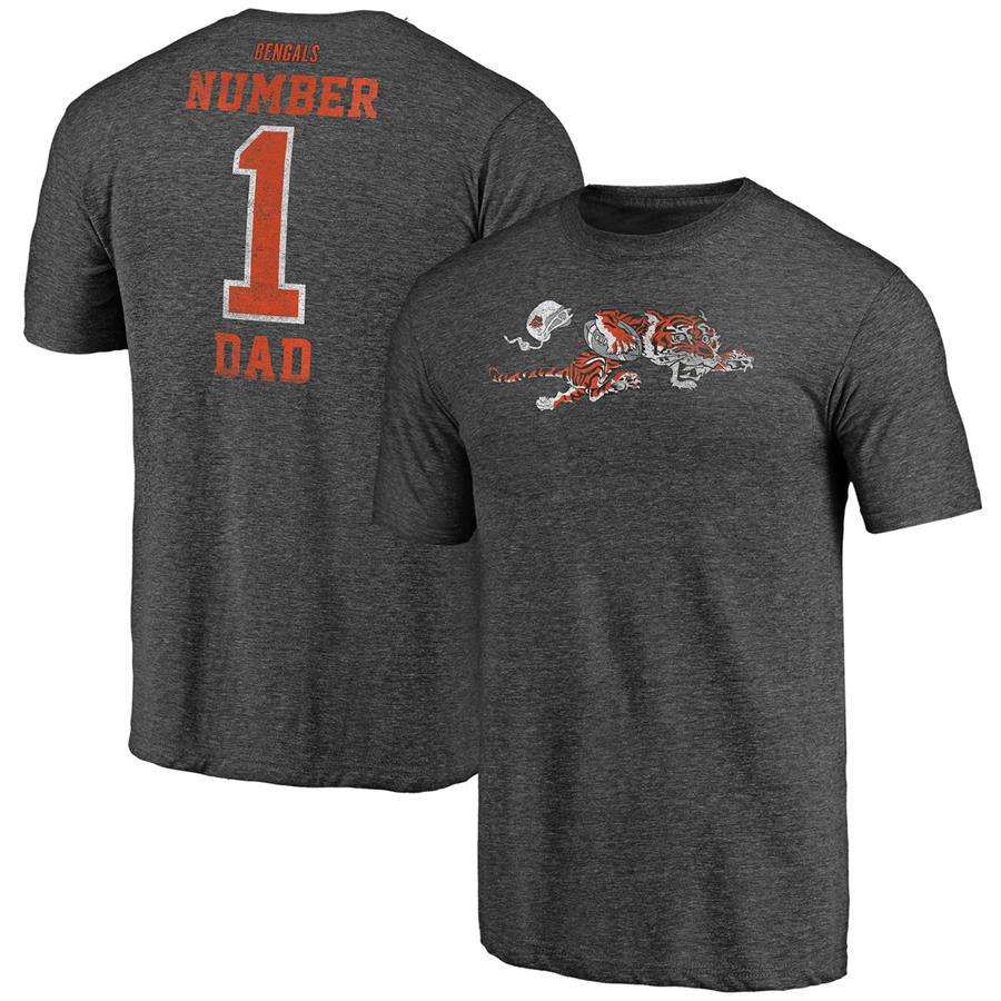 Cincinnati Bengals Fanatics Branded Historic Logo Greatest Dad Tri-Blend T-Shirt - Heathered Charcoal