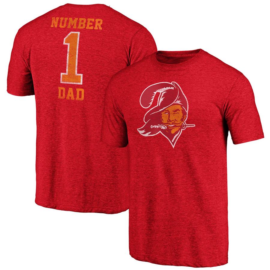 Tampa Bay Buccaneers Fanatics Branded Historic Logo Greatest Dad Tri-Blend T-Shirt - Heathered Red