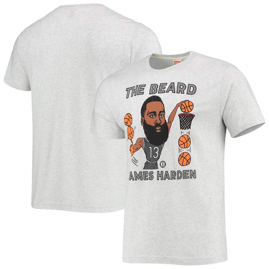 James Harden Brooklyn Nets Homage Caricature Tri-Blend T-Shirt - Heathered Gray