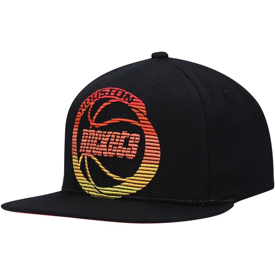 Houston Rockets Mitchell & Ness Hardwood Classics Fast Track Snapback Hat - Black