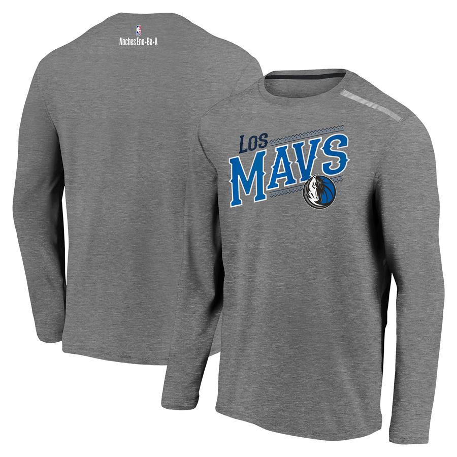 Dallas Mavericks Fanatics Branded 2021 Noches Éne-Bé-A Authentic Shooting Long Sleeve T-Shirt - Heather Charcoal