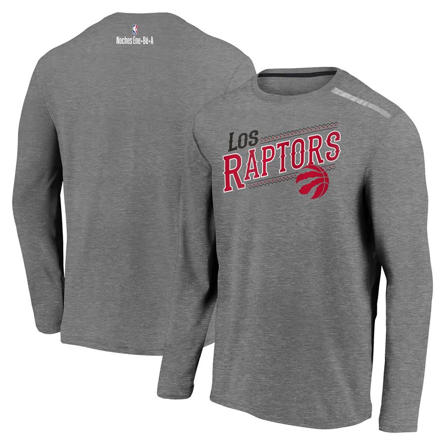 Toronto Raptors Fanatics Branded 2021 Noches Éne-Bé-A Authentic Shooting Long Sleeve T-Shirt - Heather Charcoal