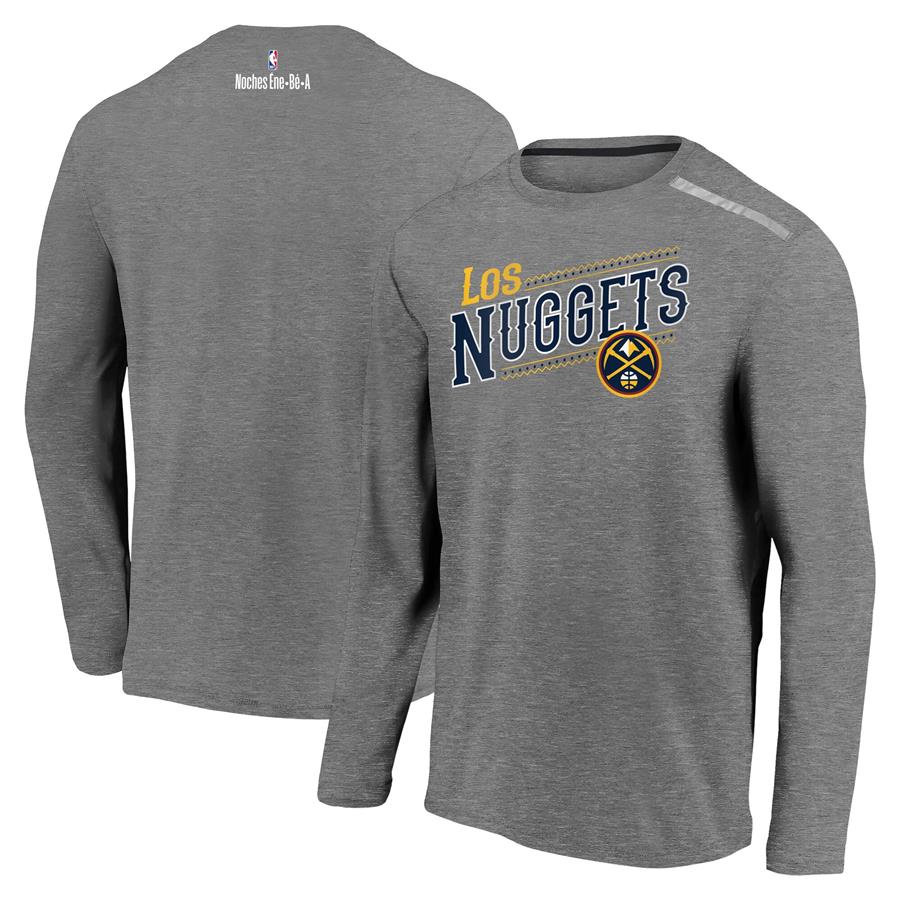 Denver Nuggets Fanatics Branded 2021 Noches Éne-Bé-A Authentic Shooting Long Sleeve T-Shirt - Heather Charcoal