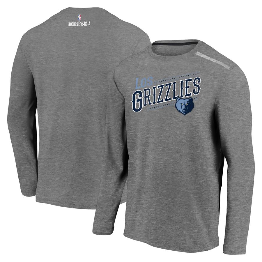Memphis Grizzlies Fanatics Branded 2021 Noches Éne-Bé-A Authentic Shooting Long Sleeve T-Shirt - Heather Charcoal