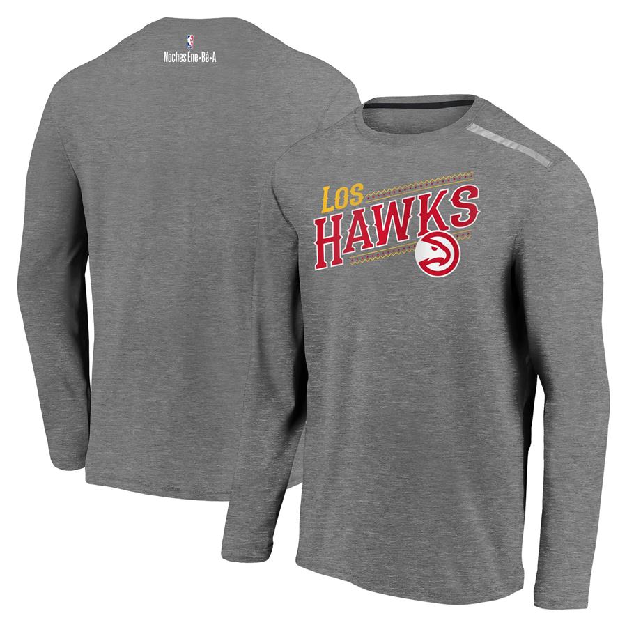 Atlanta Hawks Fanatics Branded 2021 Noches Éne-Bé-A Authentic Shooting Long Sleeve T-Shirt - Heather Charcoal