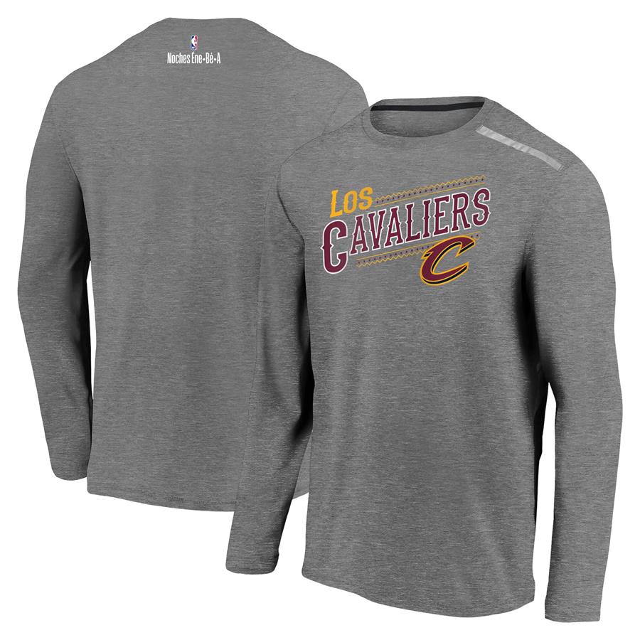 Cleveland Cavaliers Fanatics Branded 2021 Noches Éne-Bé-A Authentic Shooting Long Sleeve T-Shirt - Heather Charcoal