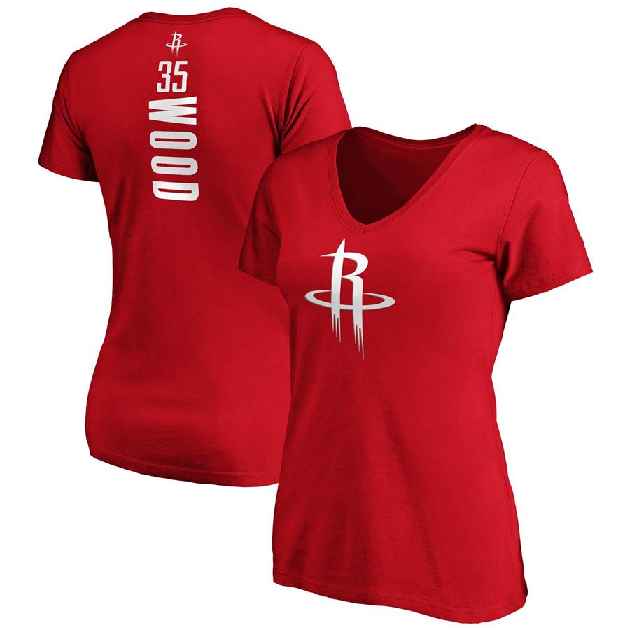 Christian Wood Houston Rockets Fanatics Branded Women's Playmaker Name & Number V-Neck T-Shirt - Red