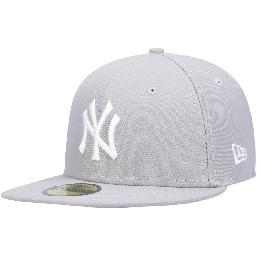 New York Yankees New Era Logo White 59FIFTY Fitted Hat - Gray