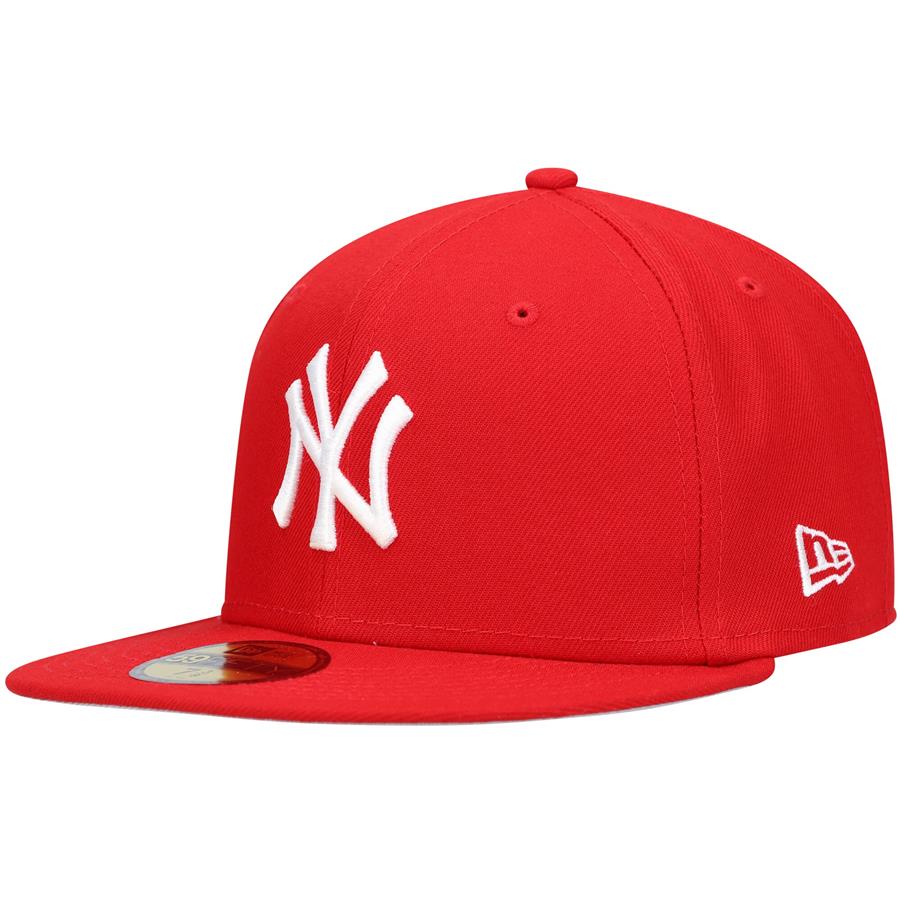 New York Yankees New Era Logo White 59FIFTY Fitted Hat - Red