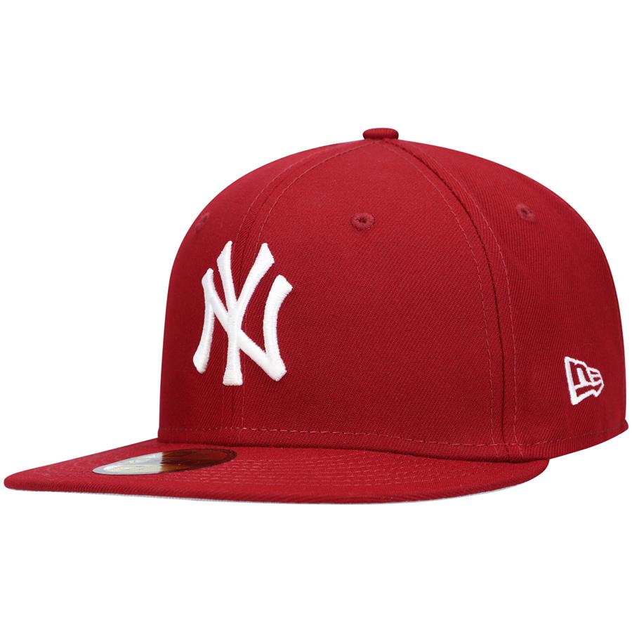 New York Yankees New Era Logo White 59FIFTY Fitted Hat - Cardinal