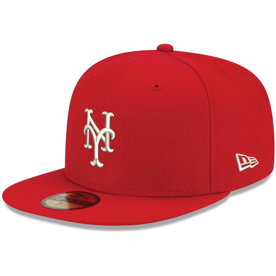 New York Mets New Era Logo White 59FIFTY Fitted Hat - Red