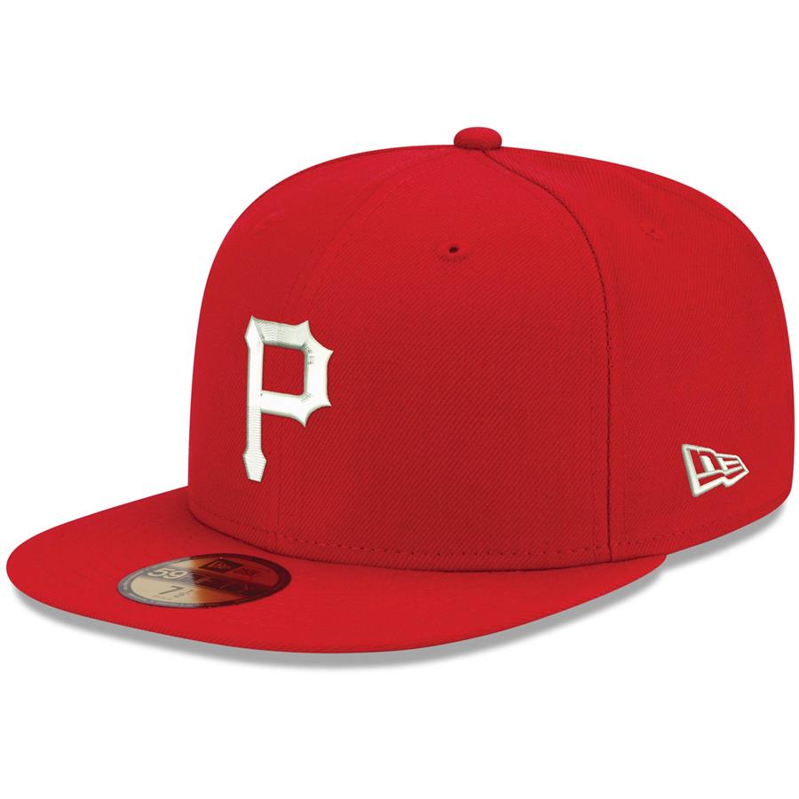 Pittsburgh Pirates New Era Logo White 59FIFTY Fitted Hat - Red