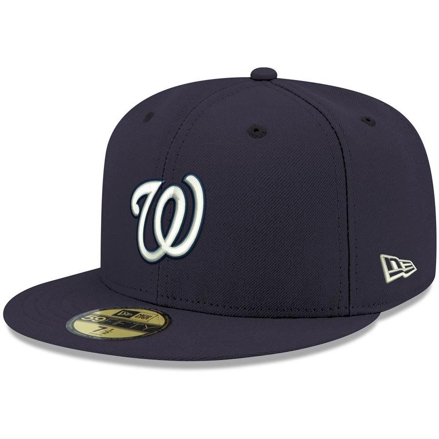 Washington Nationals New Era Logo White 59FIFTY Fitted Hat - Navy