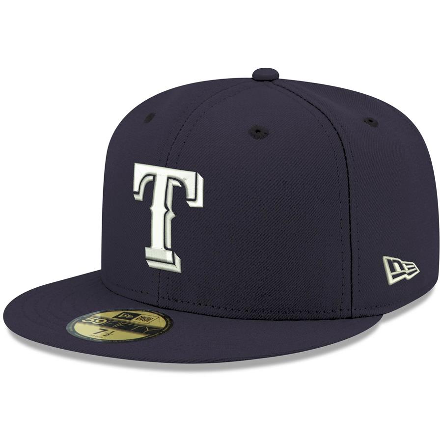 Texas Rangers New Era Logo White 59FIFTY Fitted Hat - Navy