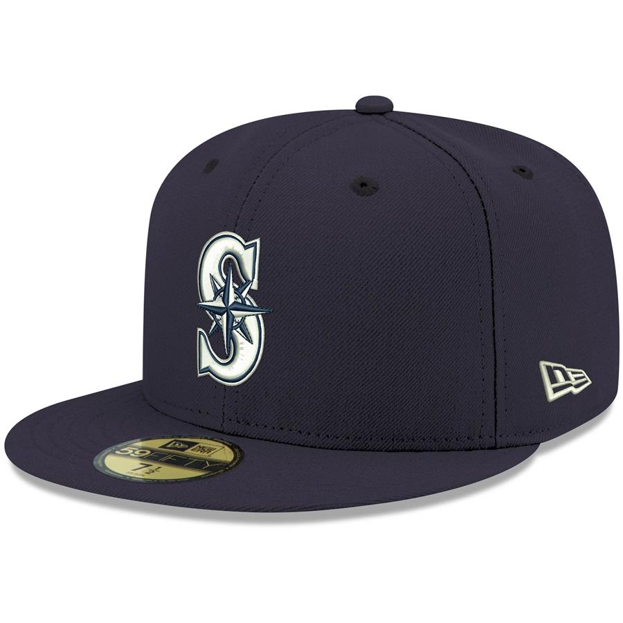 Seattle Mariners New Era Logo White 59FIFTY Fitted Hat - Navy