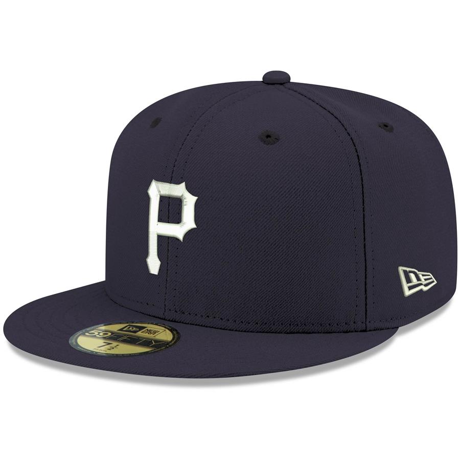 Pittsburgh Pirates New Era Logo White 59FIFTY Fitted Hat - Navy