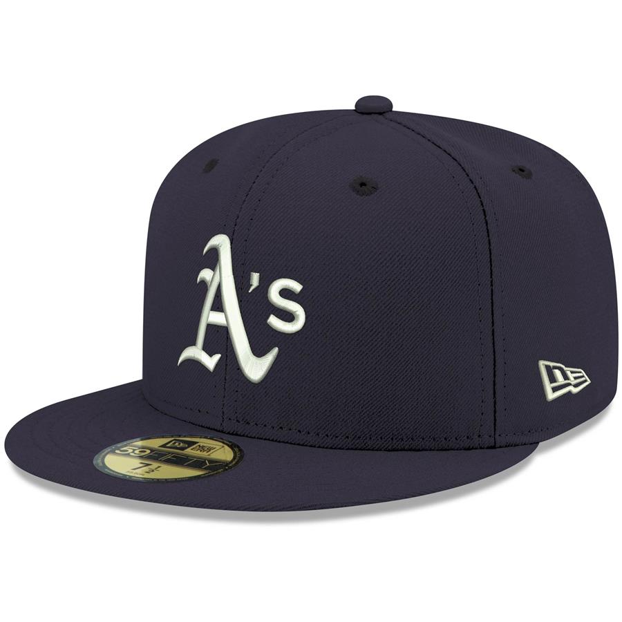 Кепка Oakland Athletics New Era Logo White 59FIFTY Fitted (тёмно-синий)