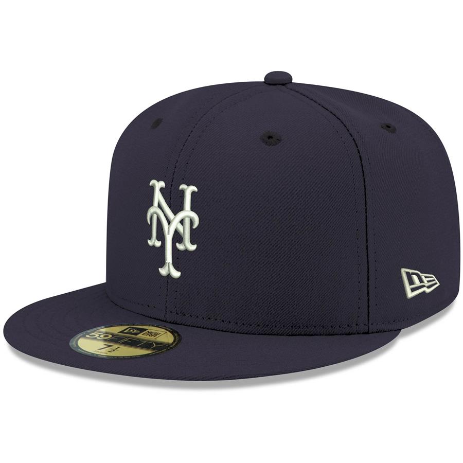 New York Mets New Era Logo White 59FIFTY Fitted Hat - Navy