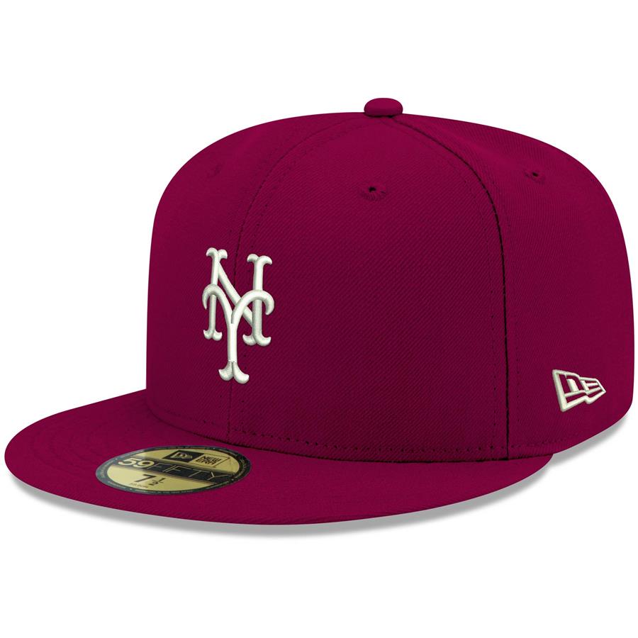 New York Mets New Era Logo White 59FIFTY Fitted Hat - Cardinal