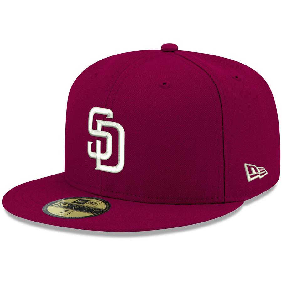 San Diego Padres New Era Logo White 59FIFTY Fitted Hat - Cardinal