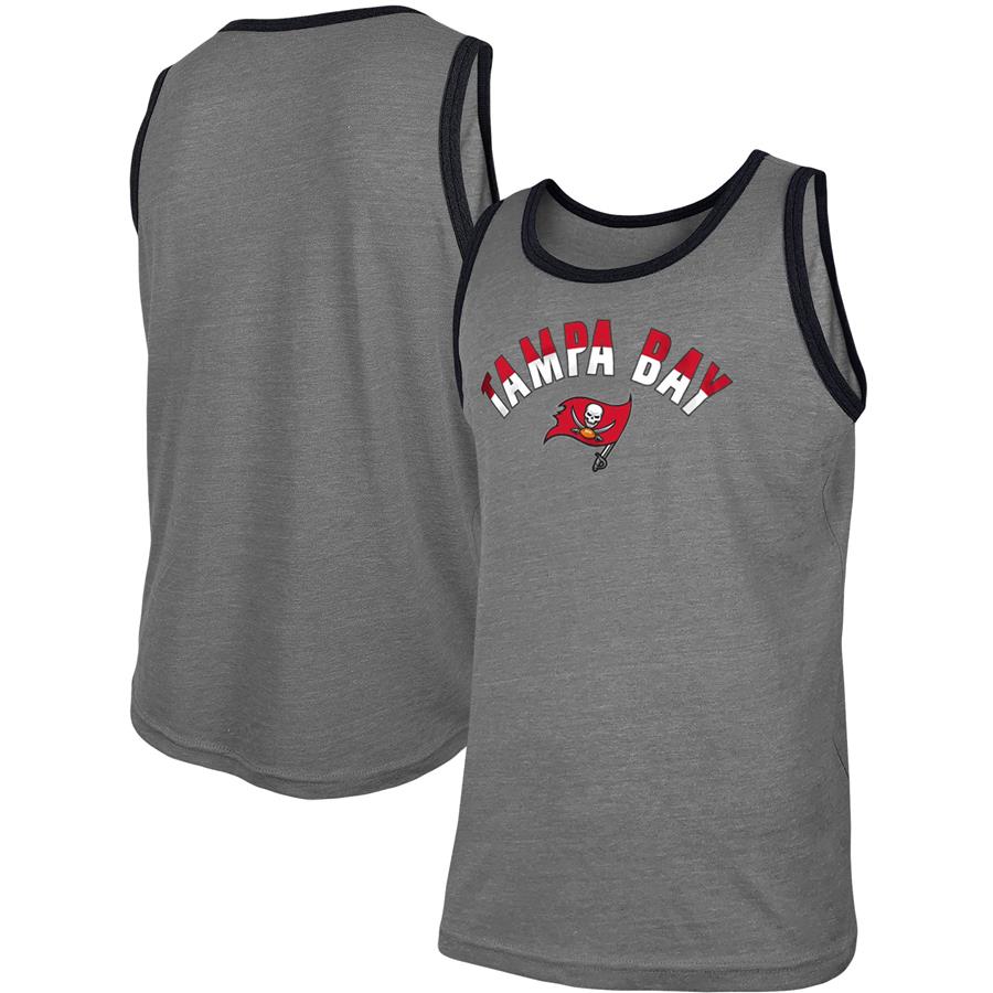 Tampa Bay Buccaneers New Era Ringer Tri-Blend Tank Top - Heathered Gray
