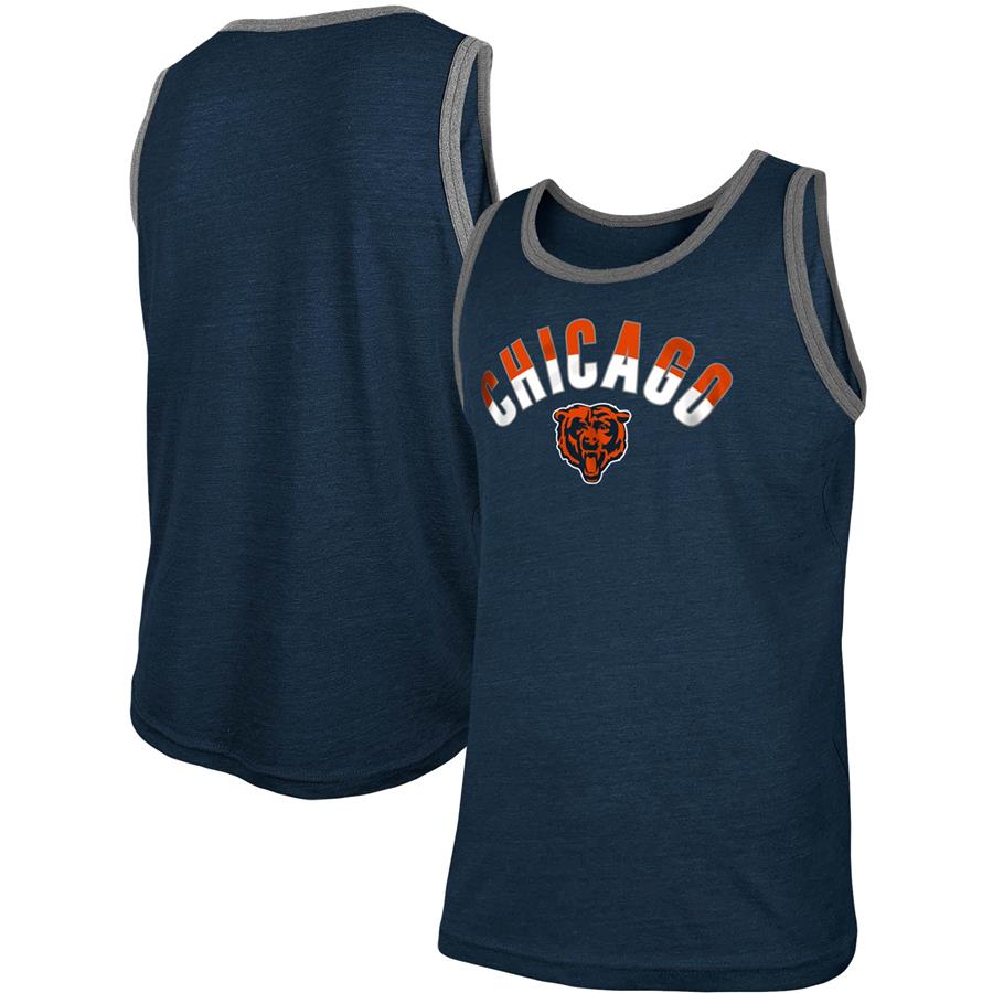 Chicago Bears New Era Ringer Tri-Blend Tank Top - Heathered Navy