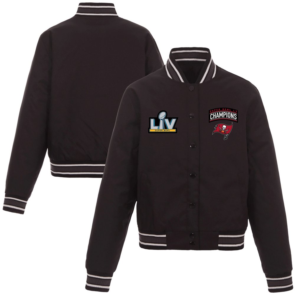 Tampa Bay Buccaneers Fanatics Branded Women's Super Bowl LV Champions Poly-Twill Full-Snap Jacket - Black