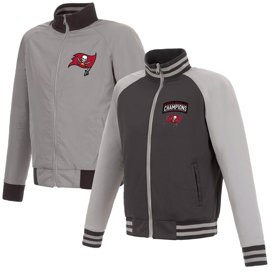 Tampa Bay Buccaneers Fanatics Branded Super Bowl LV Champions Reversible Full-Zip Track Jacket - Gray