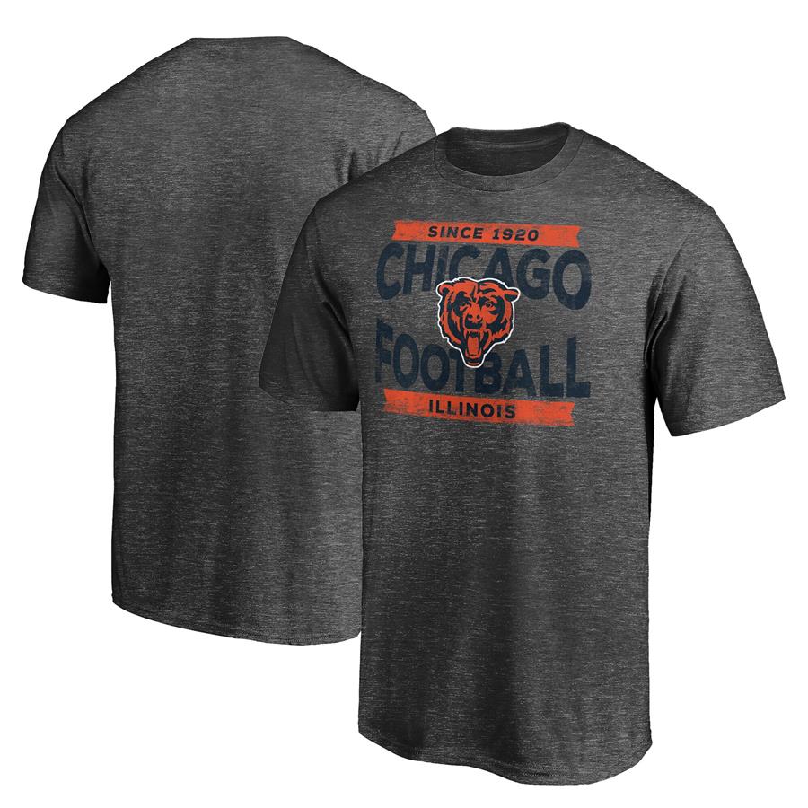 Chicago Bears Heroic Play T-Shirt - Heathered Charcoal