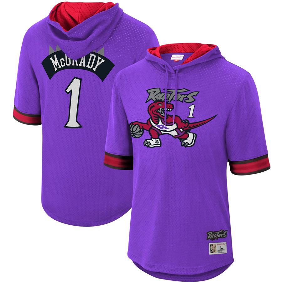 Tracy McGrady Toronto Raptors Mitchell & Ness Mesh Hardwood Classics Name & Number Short Sleeve Hoodie - Purple