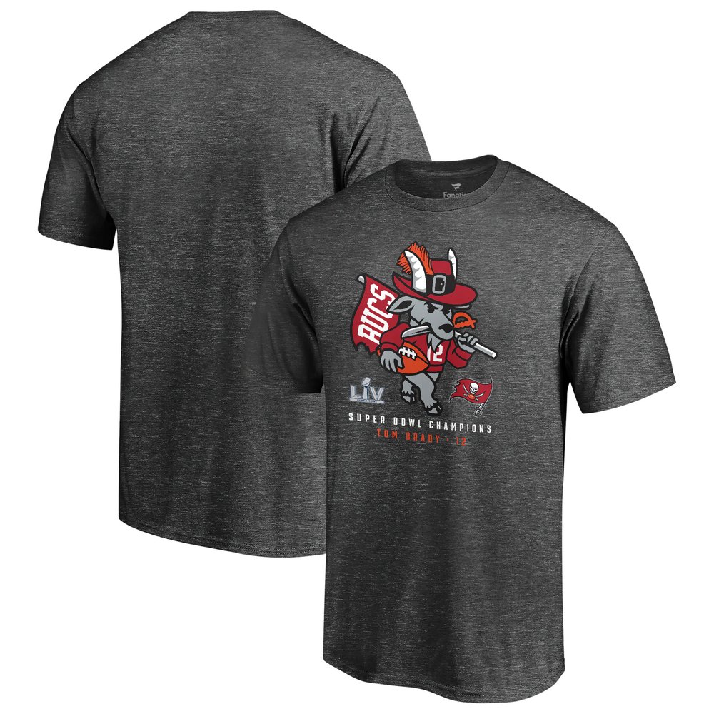 Tom Brady Tampa Bay Buccaneers Fanatics Branded Super Bowl LV Champions GOAT Hometown Player Graphic T-Shirt - Heathered Charcoal