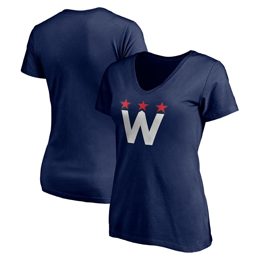 Washington Capitals Fanatics Branded Women's Alternate Logo V-Neck T-Shirt - Navy