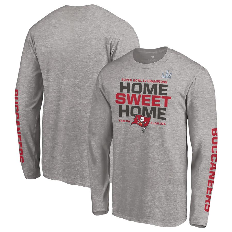 Tampa Bay Buccaneers Fanatics Branded Super Bowl LV Champions Hometown Home Sweet Home Long Sleeve T-Shirt - Heathered Gray
