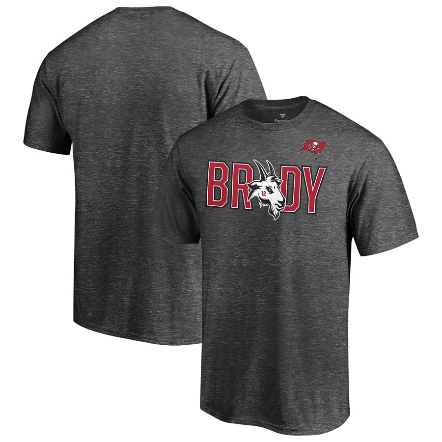 Tom Brady Tampa Bay Buccaneers Fanatics Branded GOAT T-Shirt - Heathered Charcoal