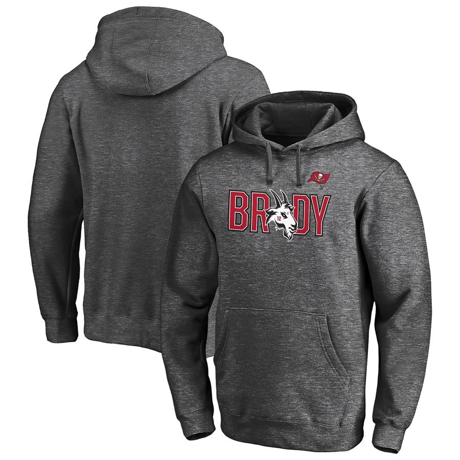 Tom Brady Tampa Bay Buccaneers Fanatics Branded GOAT Pullover Hoodie - Heather Charcoal