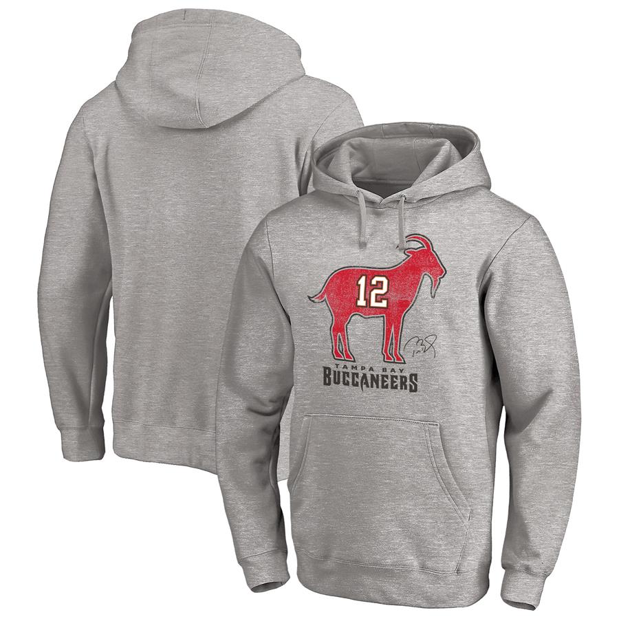 Tom Brady Tampa Bay Buccaneers Fanatics Branded GOAT Pullover Hoodie - Heathered Gray