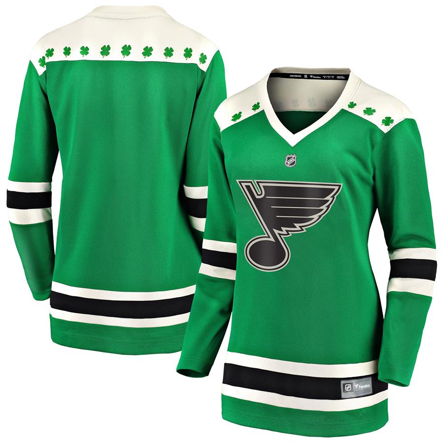 St. Louis Blues Fanatics Branded Women's 2021 St. Patrick's Day Breakaway Jersey - Green